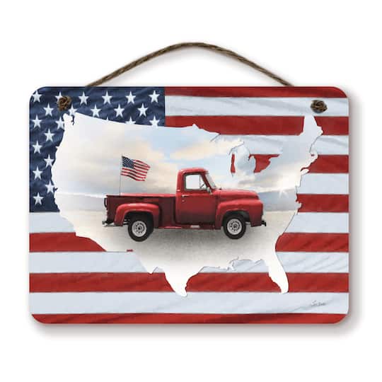 Courtside Market® Celebrate 250™ 12" x 16" Wounded Warrior Project® Land of the Free Hanging Wooden Artboard with Twine